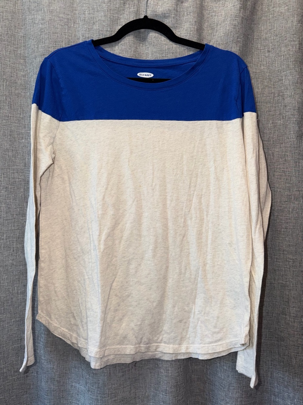 Old Navy Royal Blue and Cream Colorblock Tee large